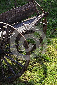 Antique wagon left outdoors abandoned ruined