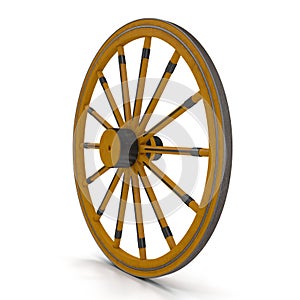 Antique Wagon Wheel On White Background Isolated. 3D Illustration