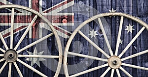 Antique Wagon Wheels with Australia flag