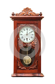Antique wall clock isolated on white