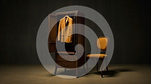 Antique Wardrobe Chair: Vintage Realistic Still Life With Dramatic Lighting