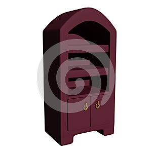 Antique wardrobe isolated on white background. 3d rendering