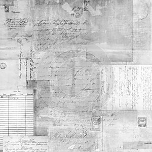 Antique washed out text collage photo