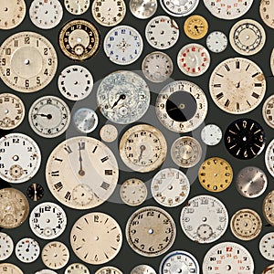 Antique Watch Faces Repeating Background