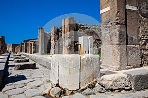 Water fountain on the streets of the ancient city of Pompeii
