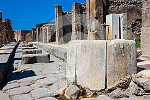 Water fountain on the streets of the ancient city of Pompeii