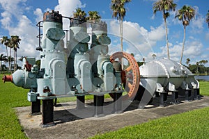 Antique water management machinery on display in florida