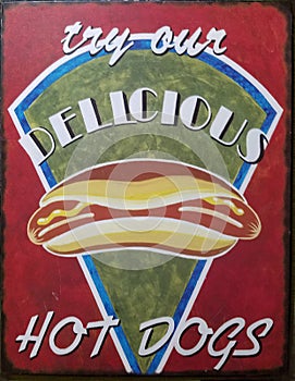 Antique weathered metal sign titled