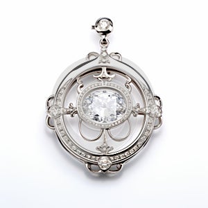 Antique White Diamond Pendant With Baroque Maritime Design