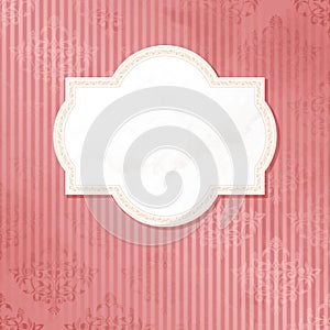 Antique white on pink wedding label