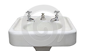 Antique white sink isolated.