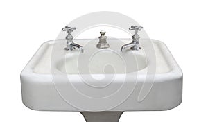 Antique white sink isolated. photo