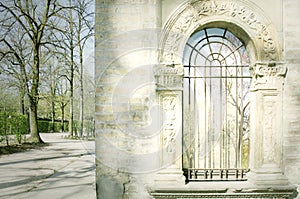 Antique window in the park photo