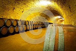 Antique Wine Cellar with Wooden Barrels