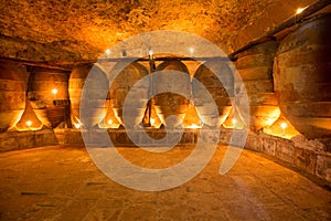 Antique winery in Spain with clay amphora pots