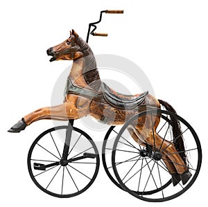 Antique Wood Horse Tricycle Bike