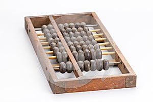 Antique wooden abacus on white