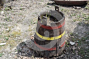 Antique wooden barrel for milk