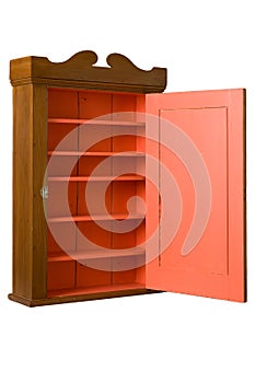 Antique Wooden Cabinet - 3/4 Right - Open Door