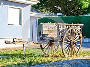 Antique wooden carriage for decoration, to be restored