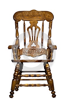 Antique wooden chair front view