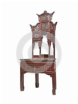 Antique wooden chinese chair isolated on white