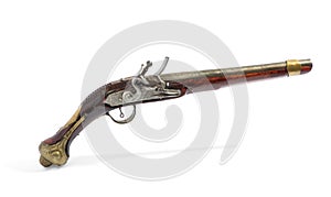 Antique wooden flintlock pistol