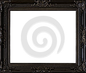 Antique wooden frame isolated on white with clipping path