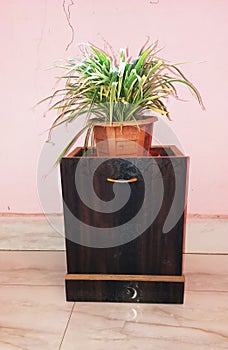 Antique wooden indoor plant pot stand