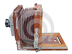 Antique wooden photo camera