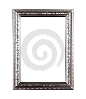 Antique wooden picture frame isolated on white background