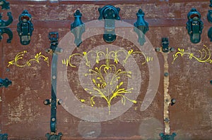 Antique wooden trunk