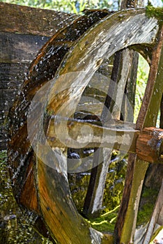 Antique wooden waterwheel at Engelberg on Switzerland