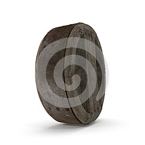 Antique Wooden Wheel On White Background. 3D Illustration, isolated