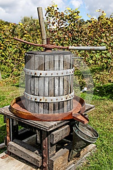 Antique wooden wine press