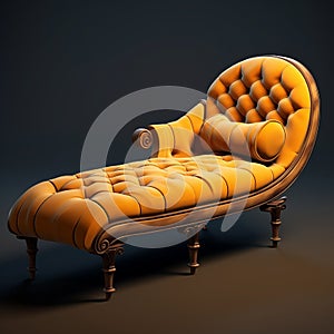 Antique Yellow Chaise Lounge: Zbrush Style Iterations With Victorian Era Influence