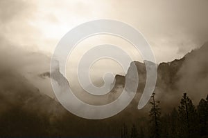 Antiqued View of Yosemite Valley