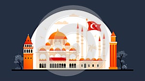 Antiquities of Turkish cities - modern colored vector illustration