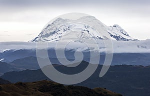 The Antisana volcano as seen from the hot springs of Papallacta in Ecuador.
