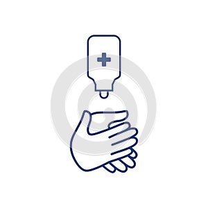 Antiseptic icon, hand treatment fluid, isolated sanitation symbol, hygiene to prevent coronavirus