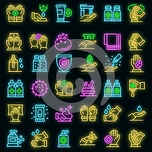 Antiseptic icons set vector neon