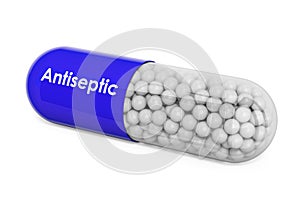 Antiseptics Drug, capsule with antiseptics. 3D rendering
