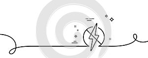 Antistatic line icon. Lightning bolt sign. Continuous line with curl. Vector
