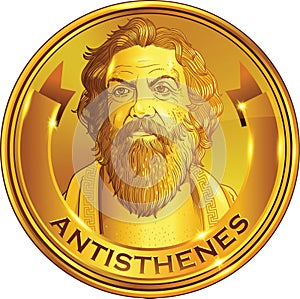 Antisthenes gold style portrait, vector