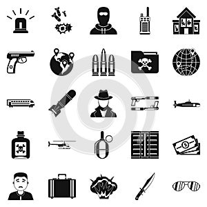 Antiterror icons set, simple style