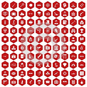 100 antiterrorism icons hexagon red photo