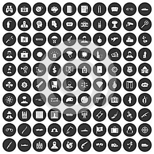 100 antiterrorism icons set black circle photo