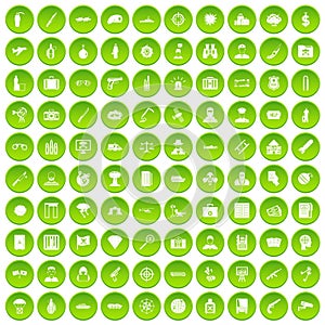 100 antiterrorism icons set green circle photo