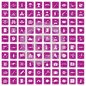 100 antiterrorism icons set grunge pink photo