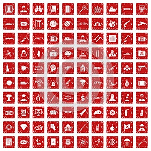 100 antiterrorism icons set grunge red photo
